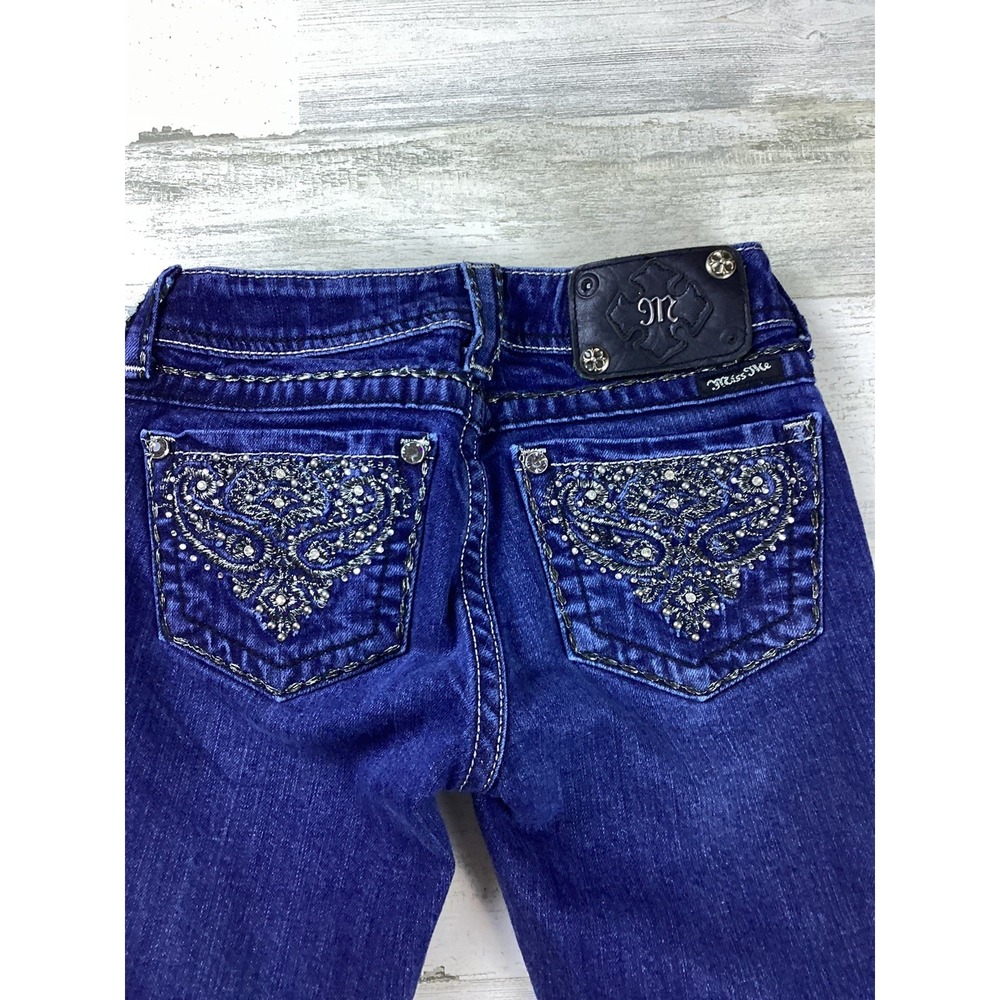 Miss Me Girls Rhinestone Skinny Jeans Size 25 X 29 6.5 Inseam Rock-N-Roll Jewels